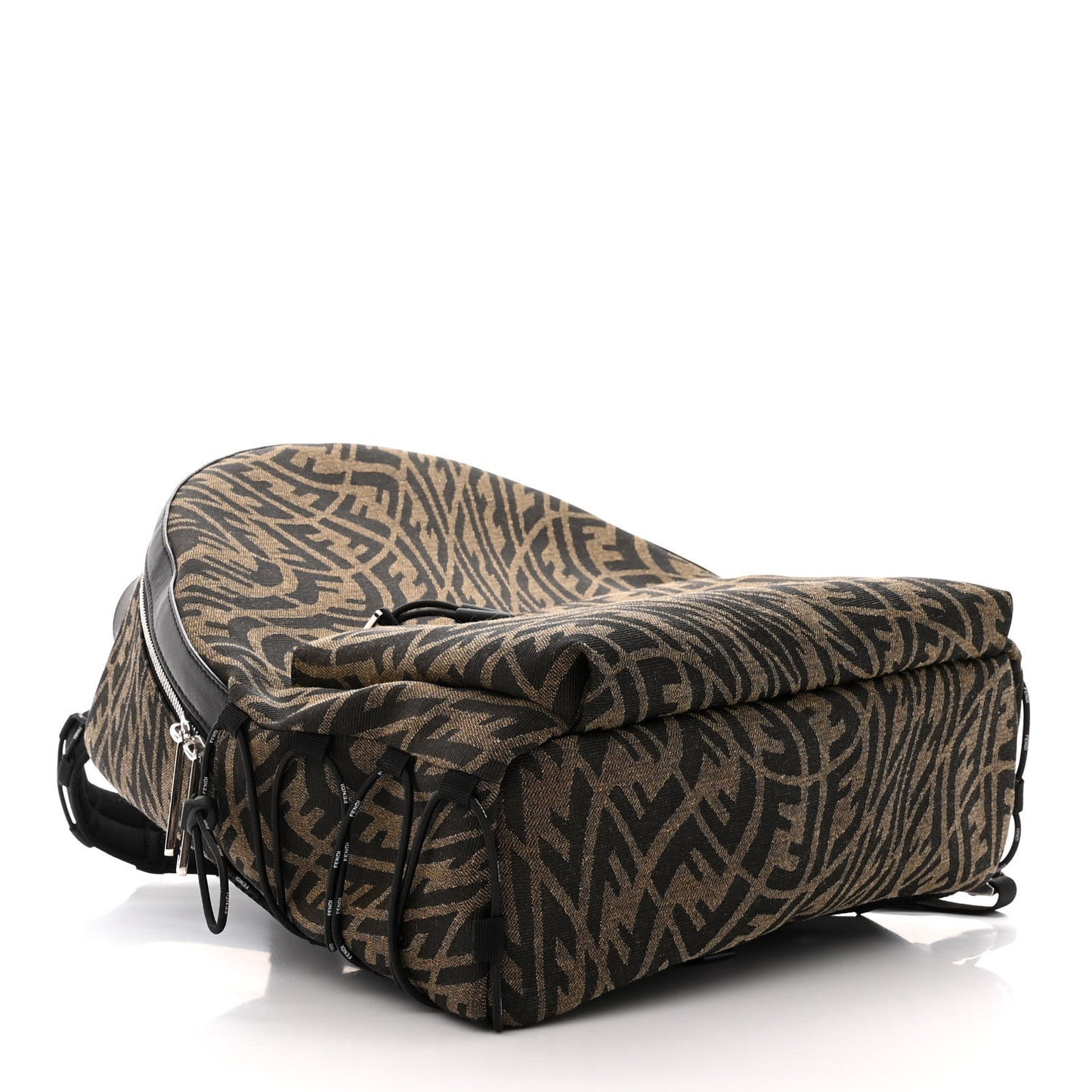 X SARAH COLEMAN Fabric Jacquard Vitello Grace Light Woven Lanyard FF Vertigo Pouch Pocket Backpack Tobacco Moro Black