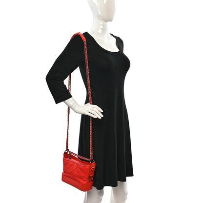 Chanel Aged Calfskin Quilted Small Gabrielle Hobo Red 2 of 10