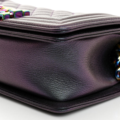Chanel Iridescent Goatskin Quilted Small Boy Flap Purple 10 of 10