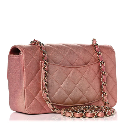 Chanel Metallic Lambskin Quilted Ombre Mini Rectangular Flap Pink 3 of 10