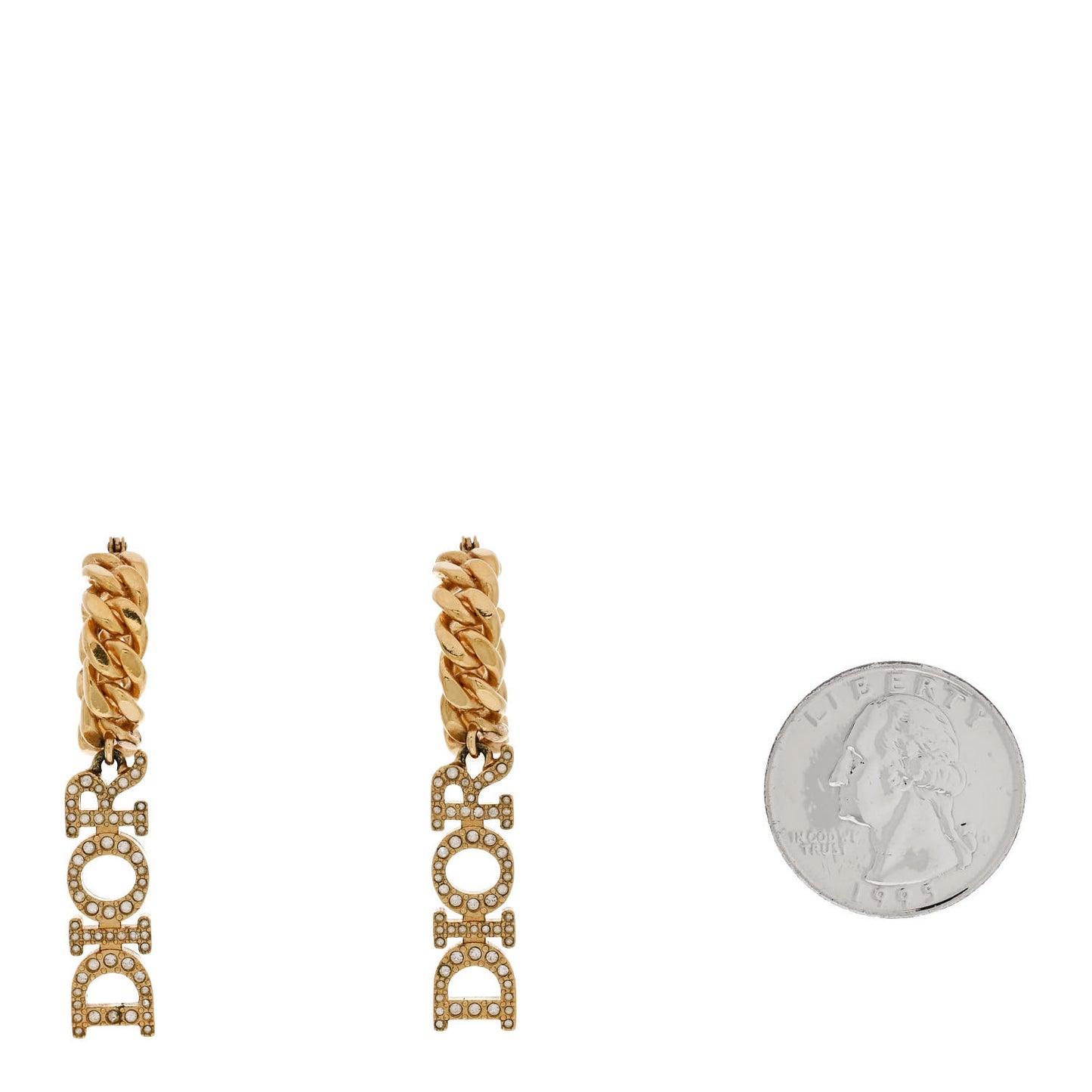 Crystal Dio(r)evolution Logo Hoop Drop Earrings Gold