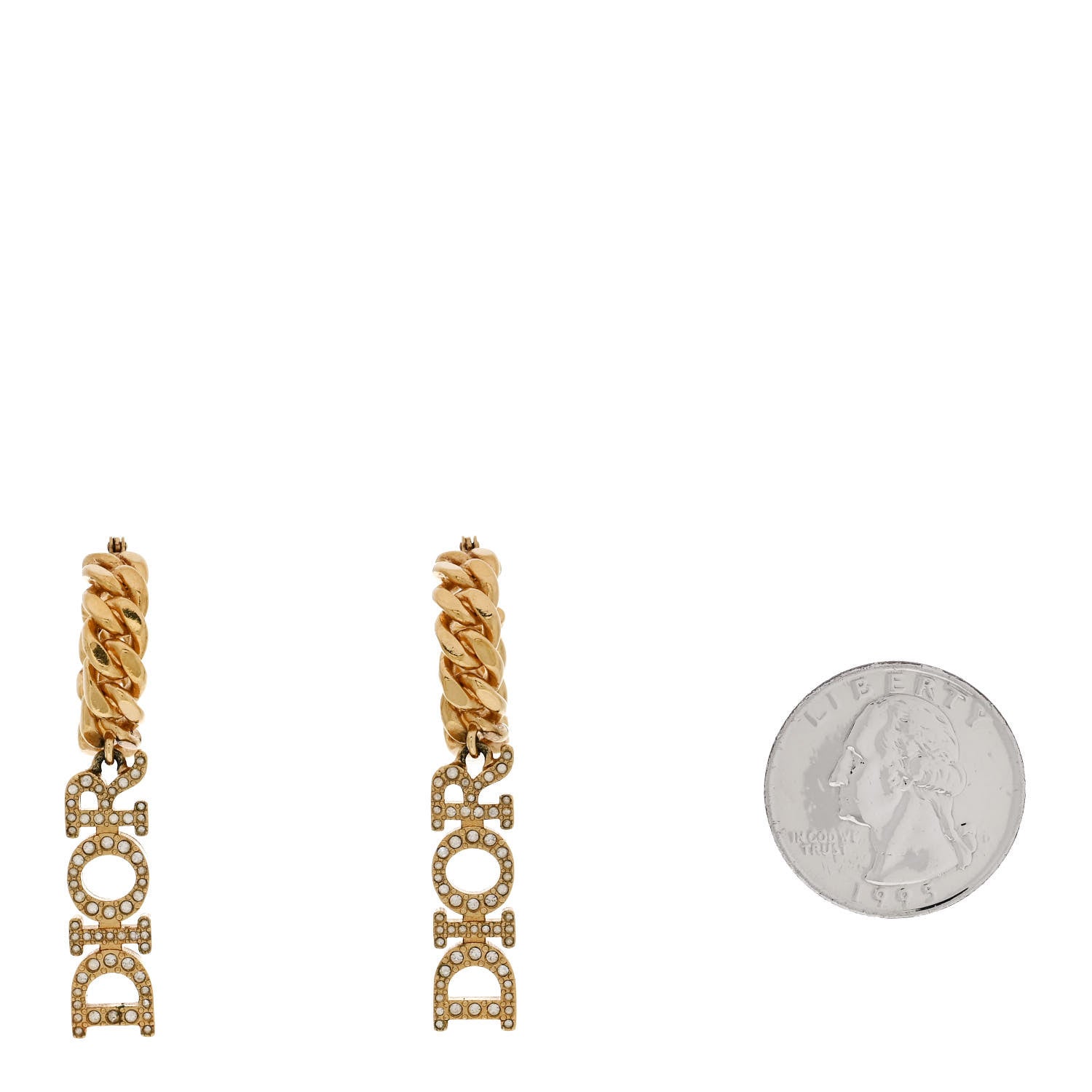 Christian Dior Crystal Dio(r)evolution Logo Hoop Drop Earrings Gold 2 of 4