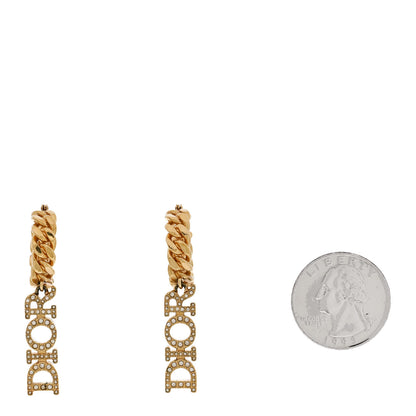 Christian Dior Crystal Dio(r)evolution Logo Hoop Drop Earrings Gold 2 of 4