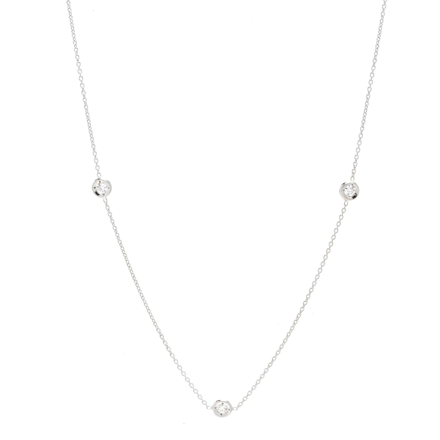 18K White Gold Diamond .23ctw Diamonds By The Inch Five Station Necklace