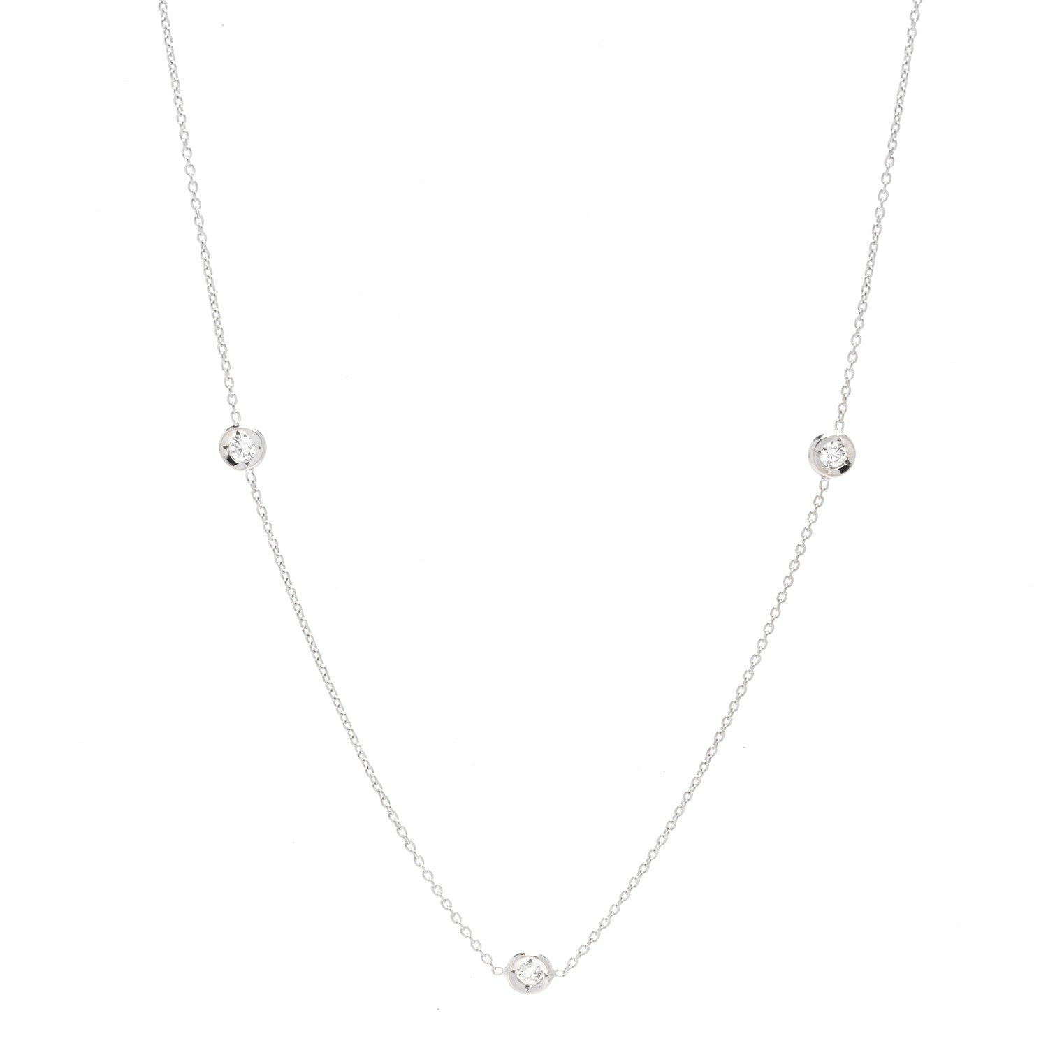 Roberto Coin 18K White Gold Diamond .23ctw Diamonds By The Inch Five Station Necklace 1 of 4