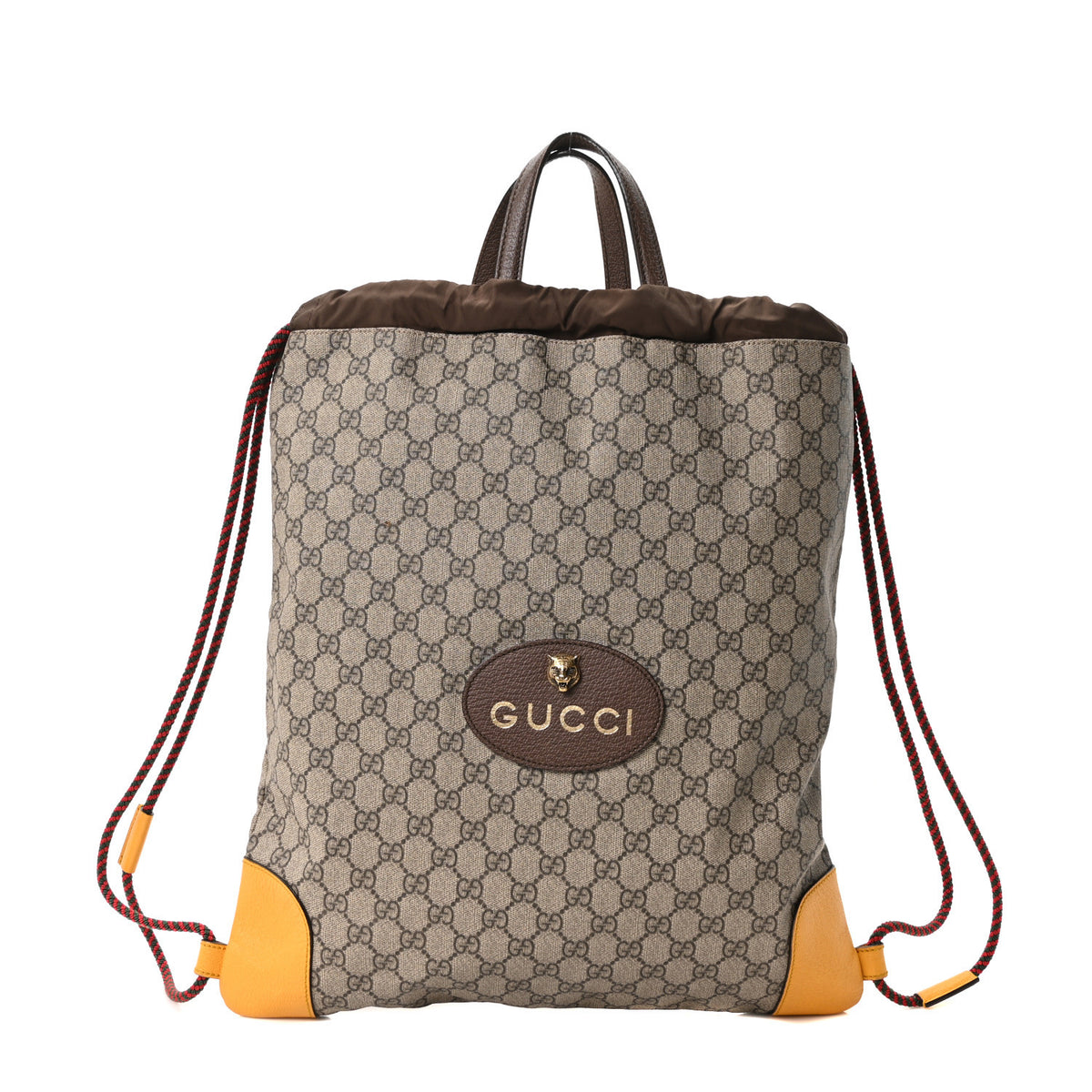 Gucci GG Supreme Monogram Neo Vintage Drawstring Backpack Beige New Acero Crop 1 of 10