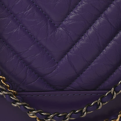 Chanel Aged Calfskin Chevron Quilted Small Gabrielle Hobo Purple 8 of 10