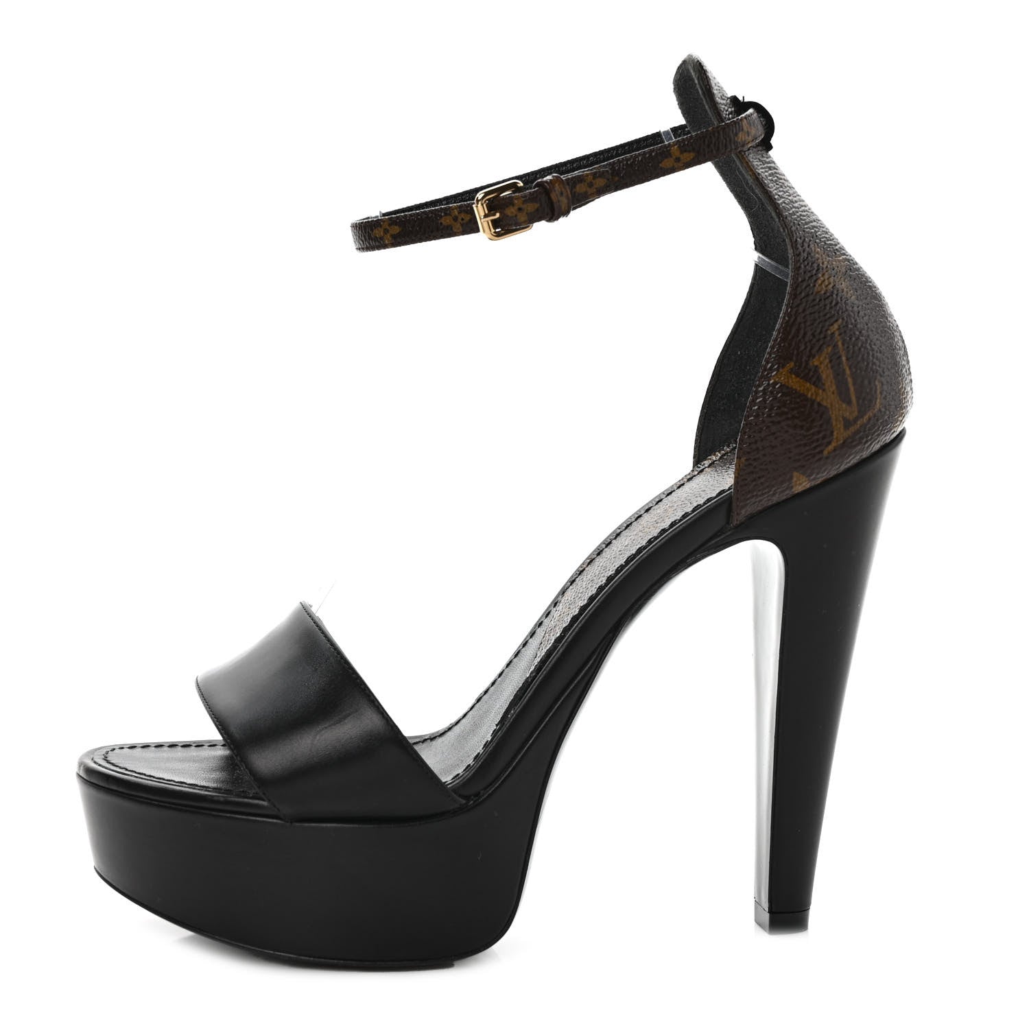 Louis Vuitton Patent Monogram Afterglow Platform Sandals 39 Black 1 of 7