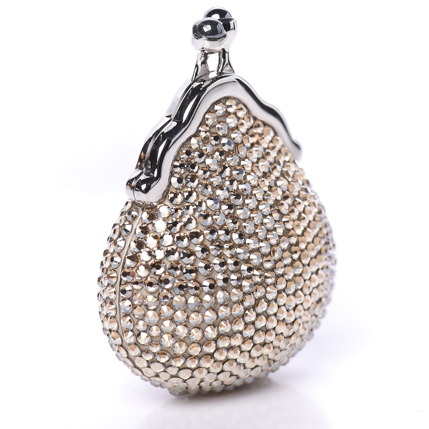 Judith Leiber Crystal Minaudiere Pill Case Silver Gold 3 of 6