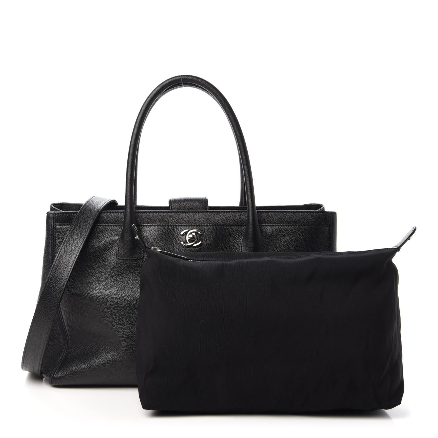 Calfskin Cerf Executive Shopper Tote Black
