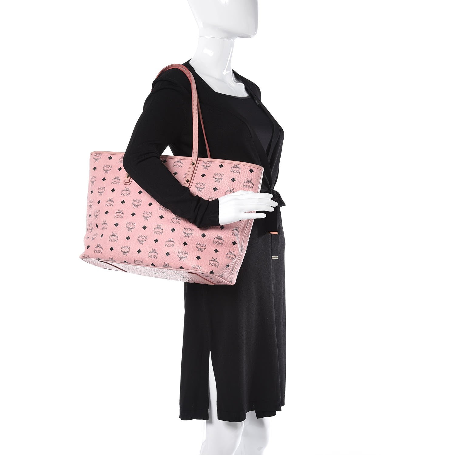 MCM Visetos Medium Anya Shopper Tote Light Pink 2 of 9