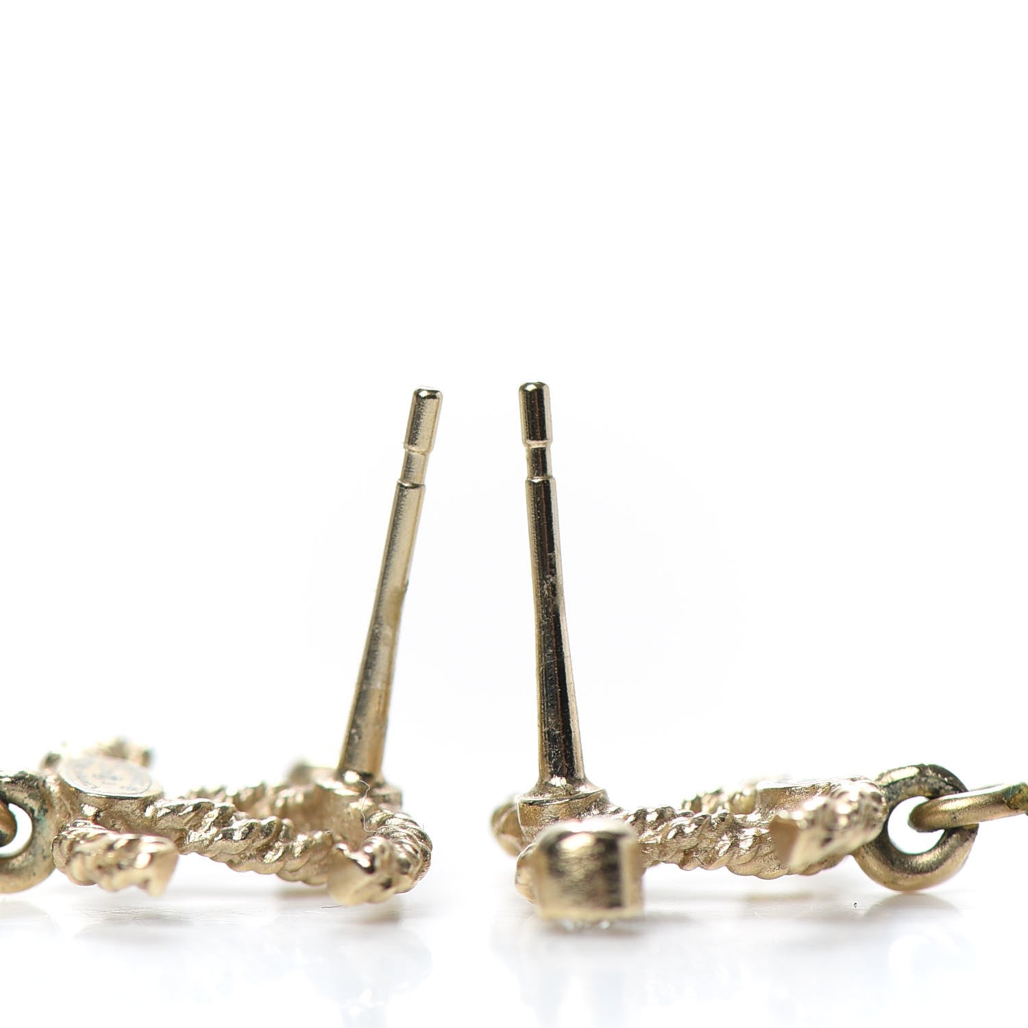 Chanel Pearl Bead Crystal CC Byzantine Drop Earrings Black Gold 3 of 4