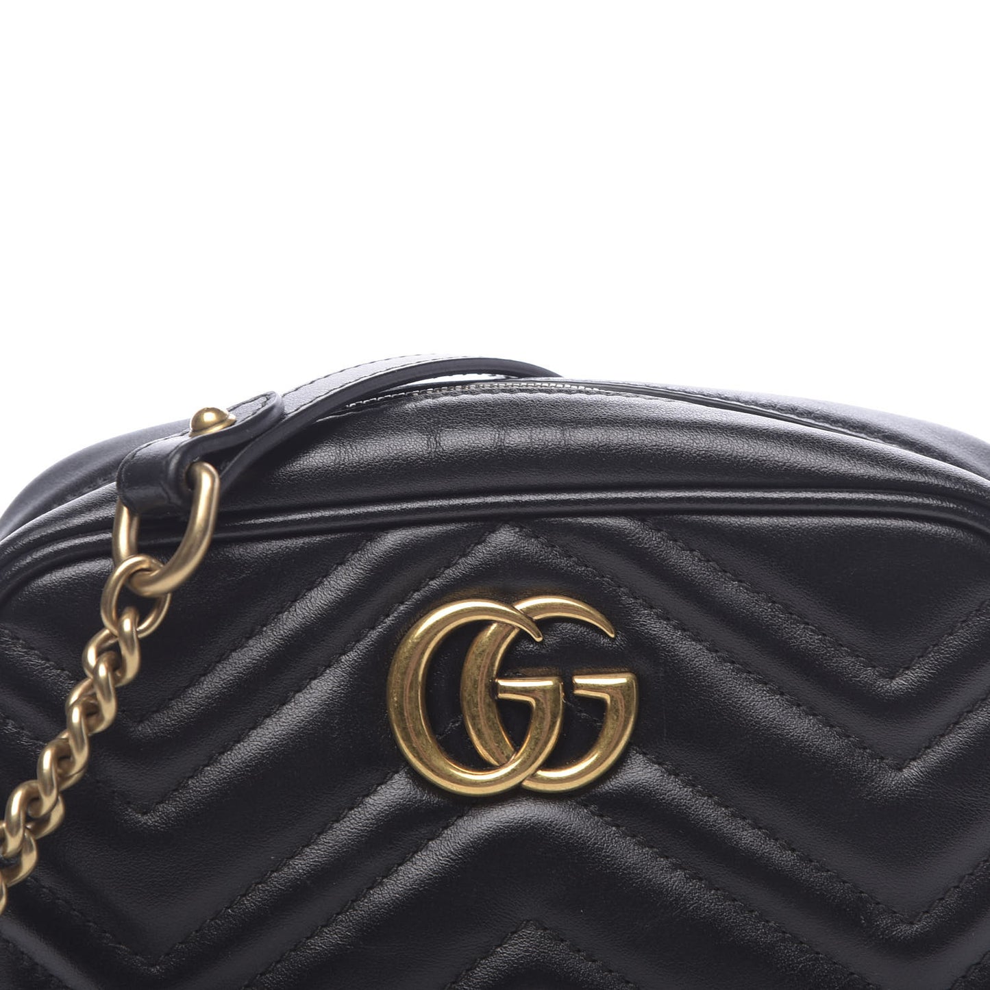 Calfskin Matelasse Mini GG Marmont Chain Shoulder Bag Black