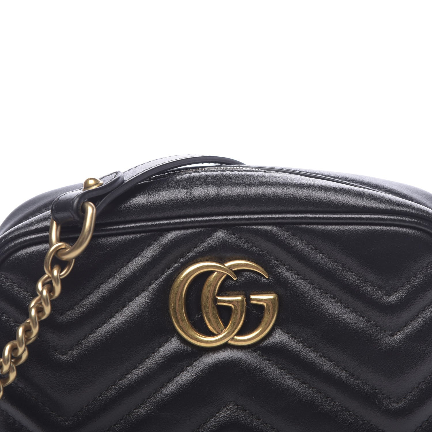 Gucci Calfskin Matelasse Mini GG Marmont Chain Shoulder Bag Black 11 of 12