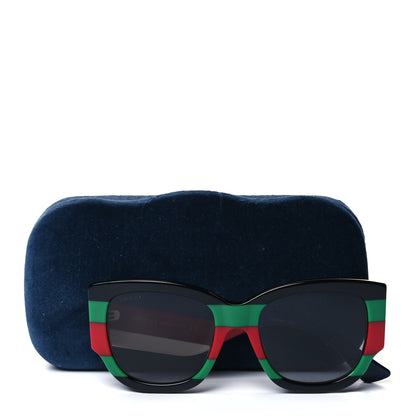 Gucci Acetate Web Oversized Frame Rectangle Sunglasses GG0276S Black Multicolor 8 of 8