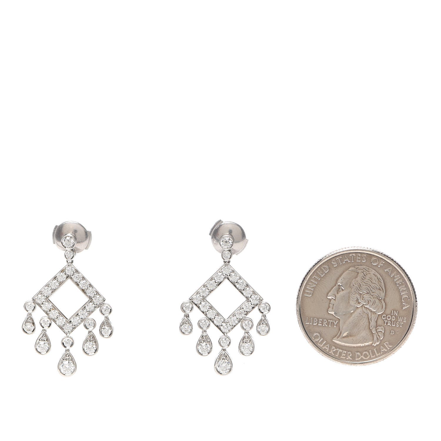 Tiffany Platinum Diamond Legacy Square Drop Earrings 2 of 4