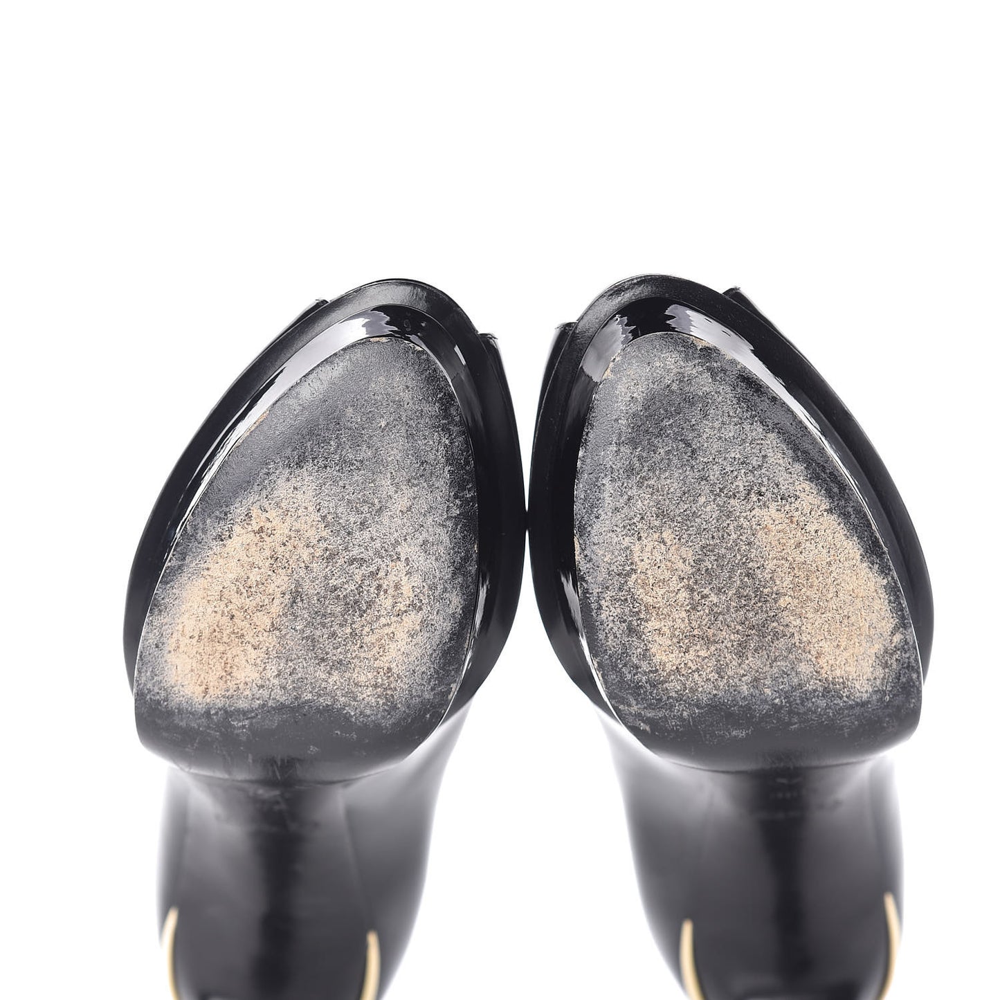 Patent Calfskin Eyeline Open Toe Pumps 36.5 Black
