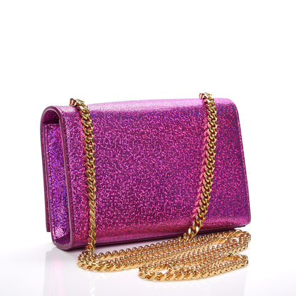 Saint Laurent Metallic Calfskin Small Classic Monogram Kate Satchel Fuchsia 3 of 7
