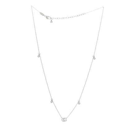 Gucci 18K White Gold Diamond Running GG Pendant Necklace 3 of 4
