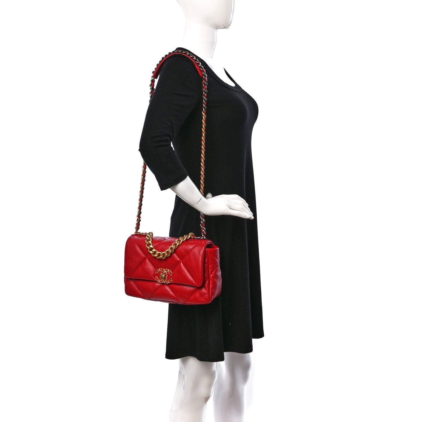 Goatskin Quilted Medium Chanel 19 Flap Red