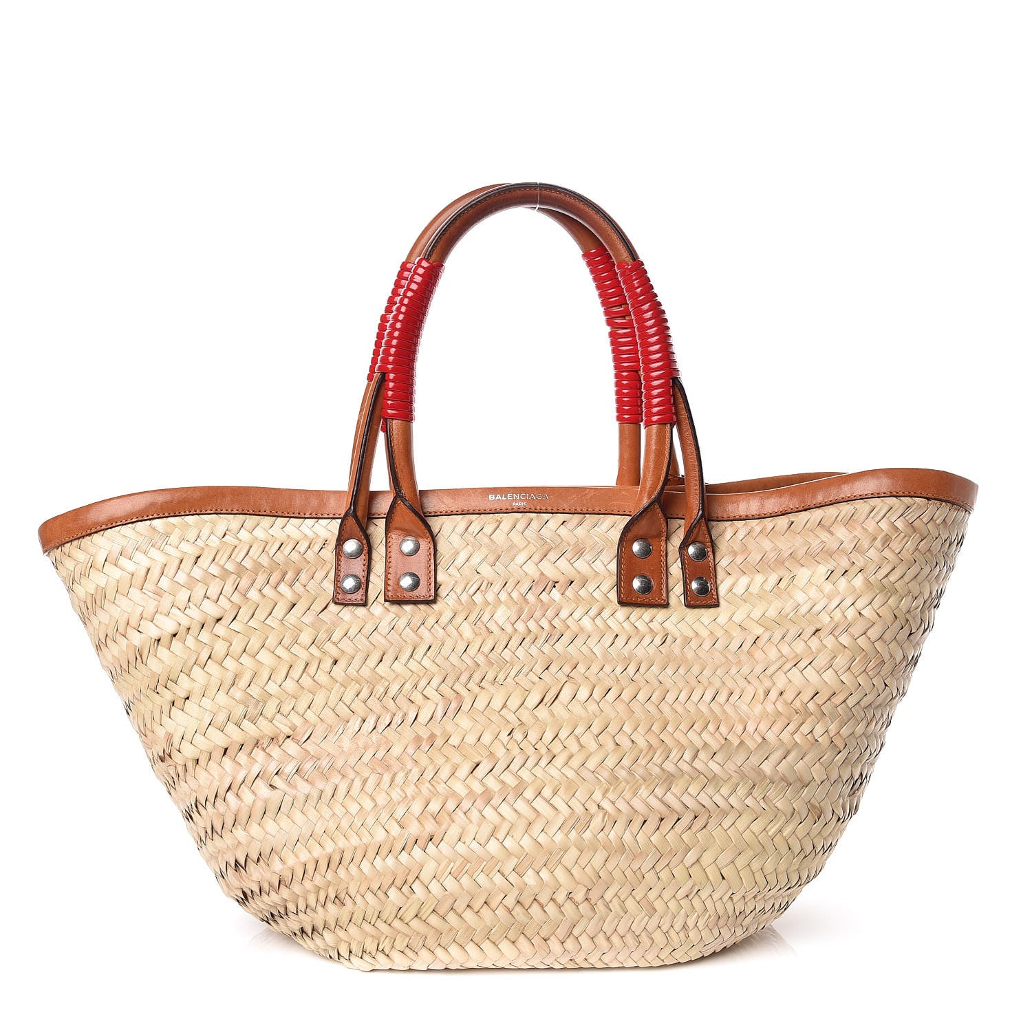 Balenciaga Straw Calfskin Medium Bistrot Panier Tote Natural 1 of 12