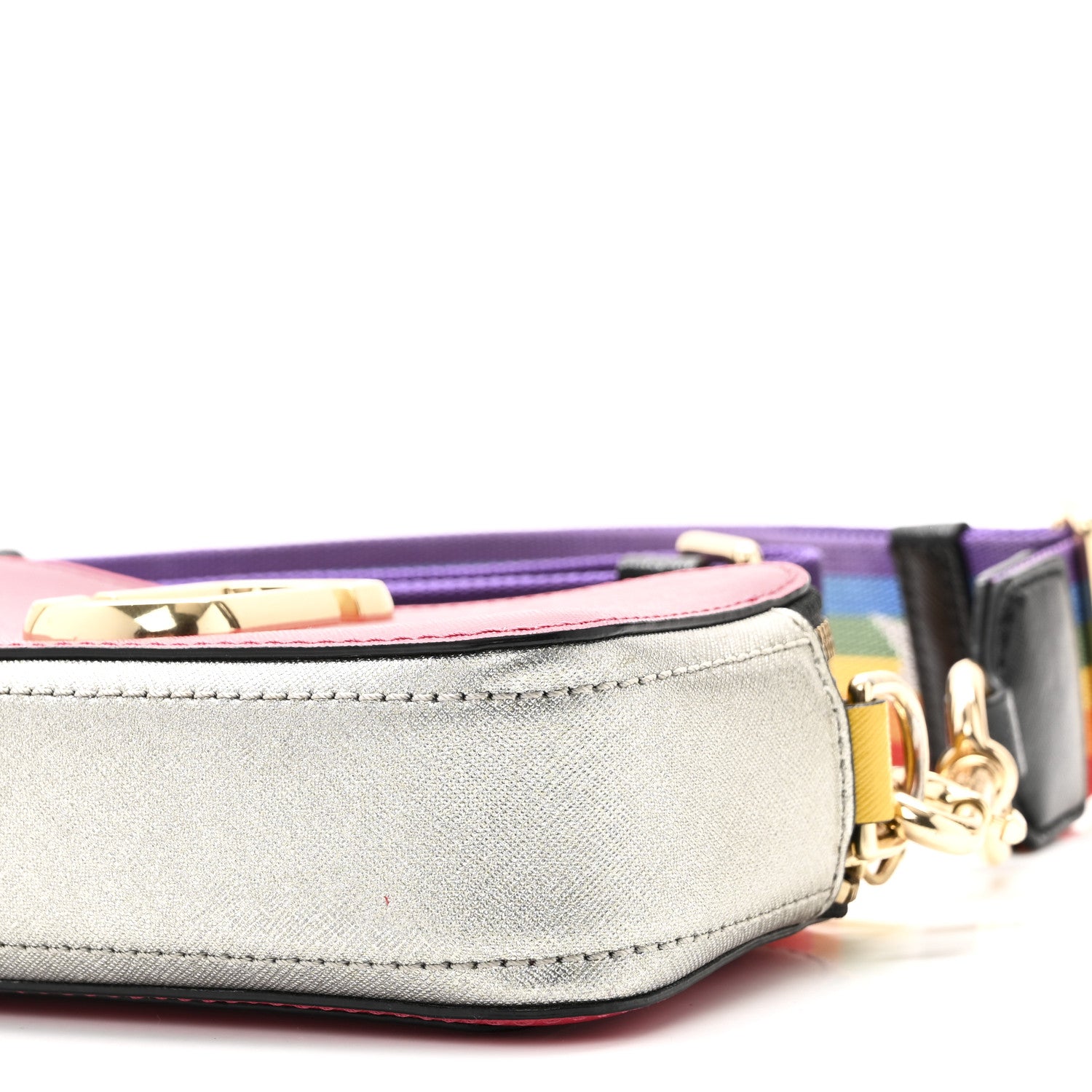 Marc Jacobs Saffiano Rainbow Strap Color Block Small Snapshot Camera Bag Pink Multicolor 9 of 9