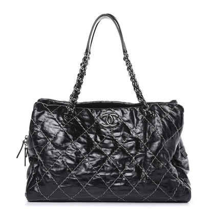 Chanel Glazed Goatskin Double Contrast Stitch Large Tote Black 1 of 14