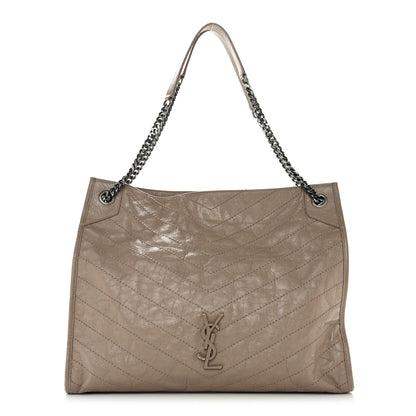 Saint Laurent Crinkled Calfskin Matelasse Monogram Large Niki Shopper Tote Dusty Grey 1 of 13