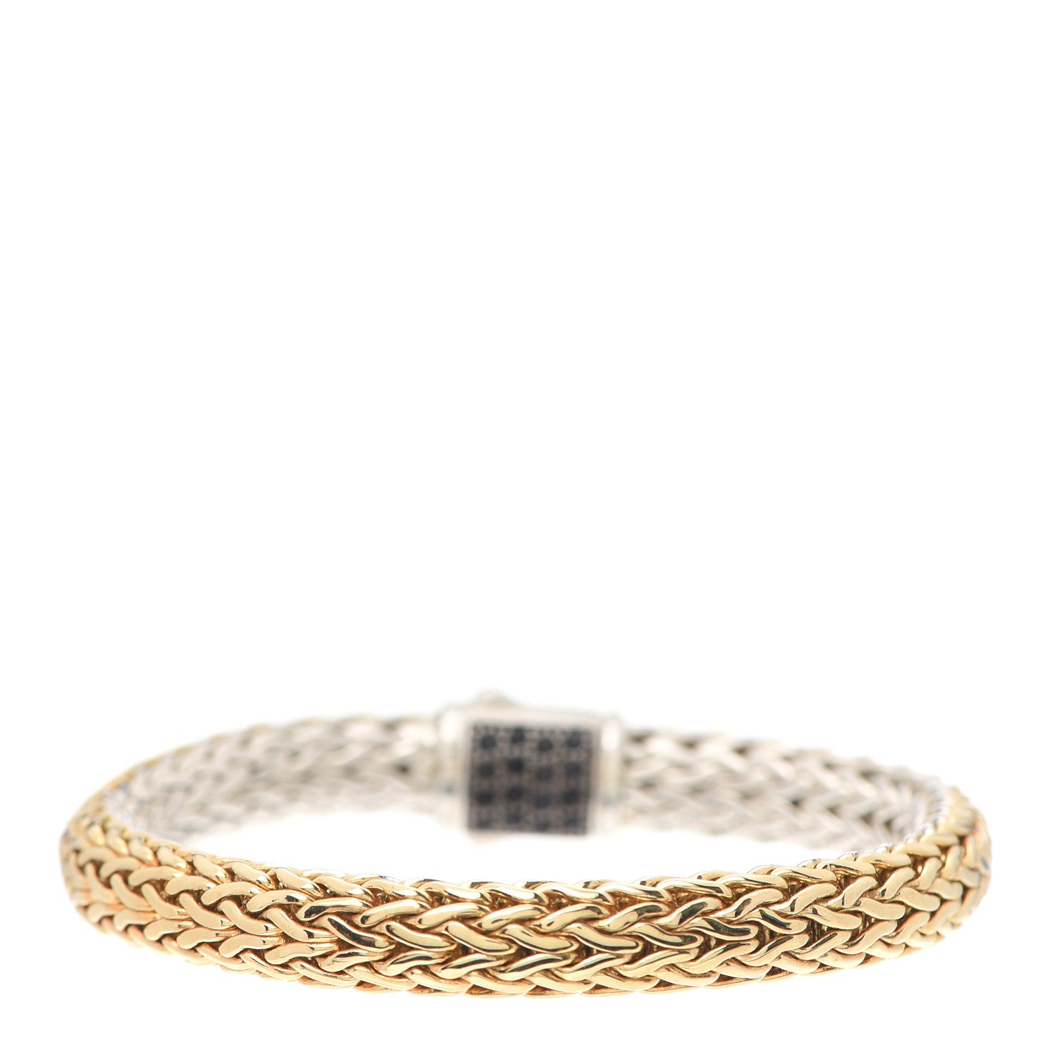 John Hardy Sterling Silver 18K Yellow Gold Diamond Black Sapphire 7.5mm Classic Chain Reversible Icon Bracelet 3 of 6