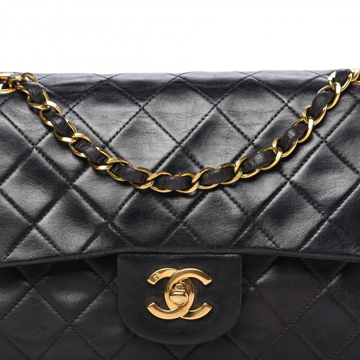 Lambskin Quilted Small Double Flap Black
