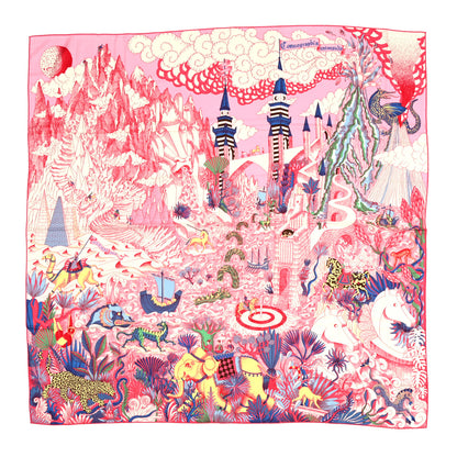 Hermes Cashmere Silk Cosmographia Universalis Shawl 140 Rose White Bleu 2 of 7