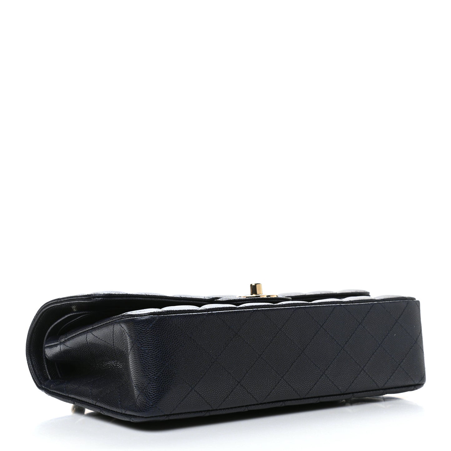 Caviar Quilted Medium Double Flap Navy