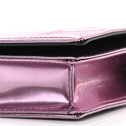 Christian Dior Metallic Patent Micro-Cannage Diorama Wallet on Chain Pouch Pink 9 of 10