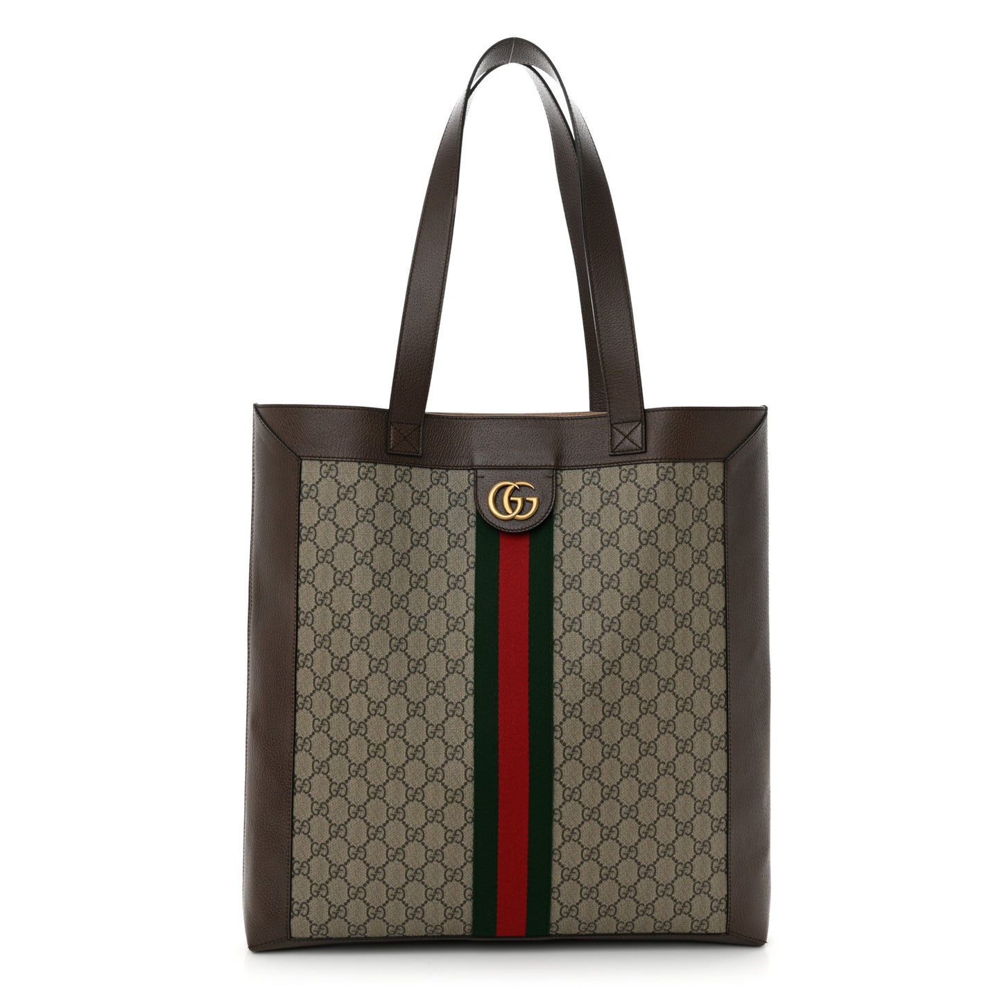 GG Supreme Monogram Web Large Ophidia Vertical Shopping Tote Brown
