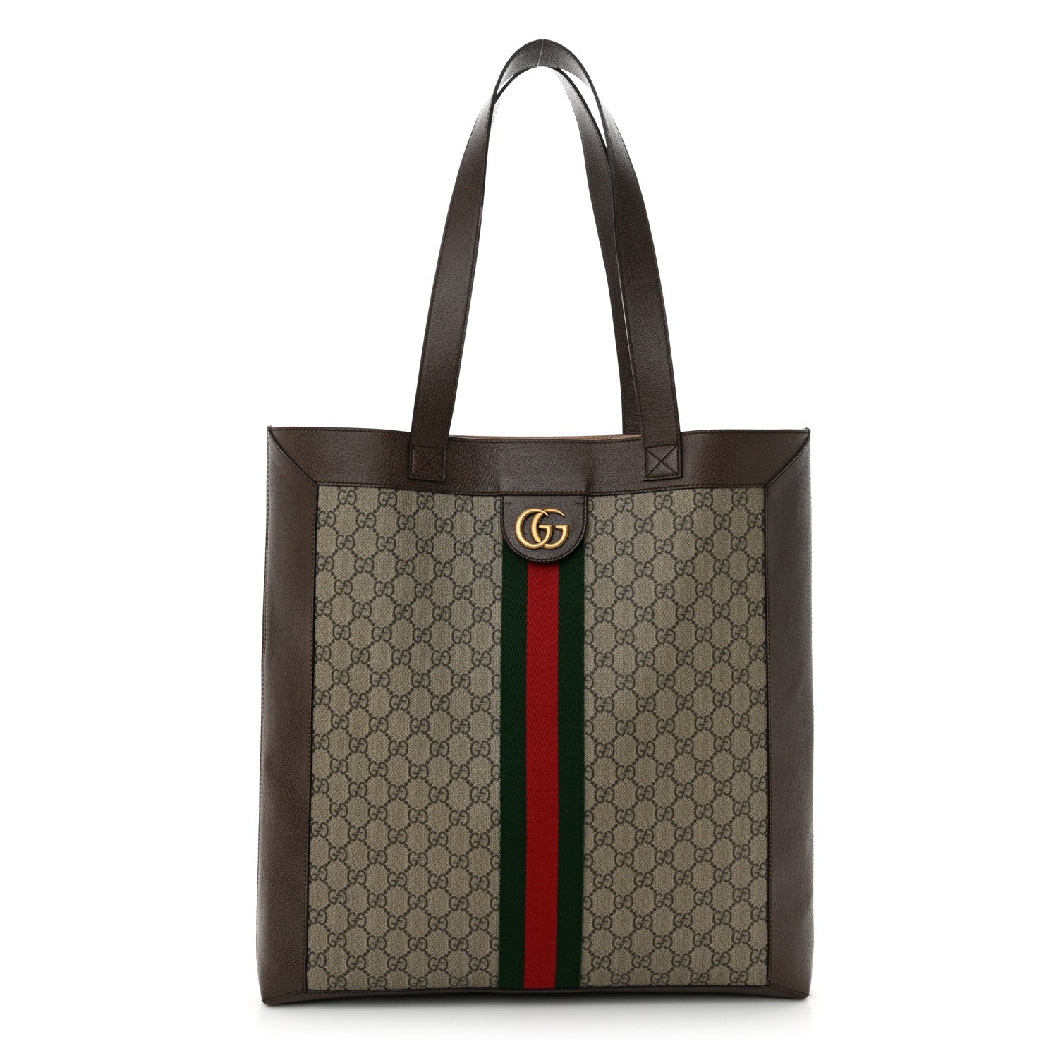 Gucci GG Supreme Monogram Web Large Ophidia Vertical Shopping Tote Brown 1 of 12