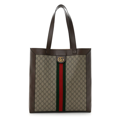 Gucci GG Supreme Monogram Web Large Ophidia Vertical Shopping Tote Brown 1 of 12