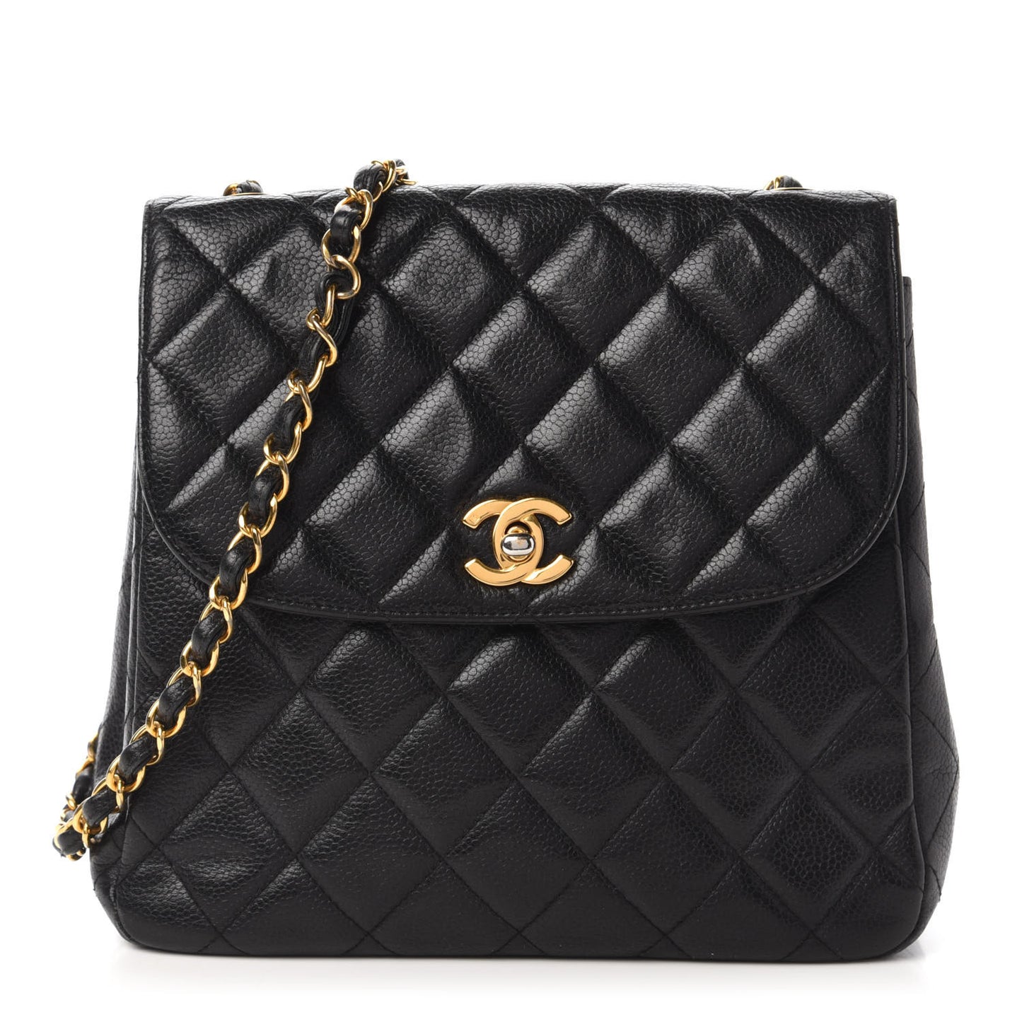 Caviar Quilted Small Single Flap Black