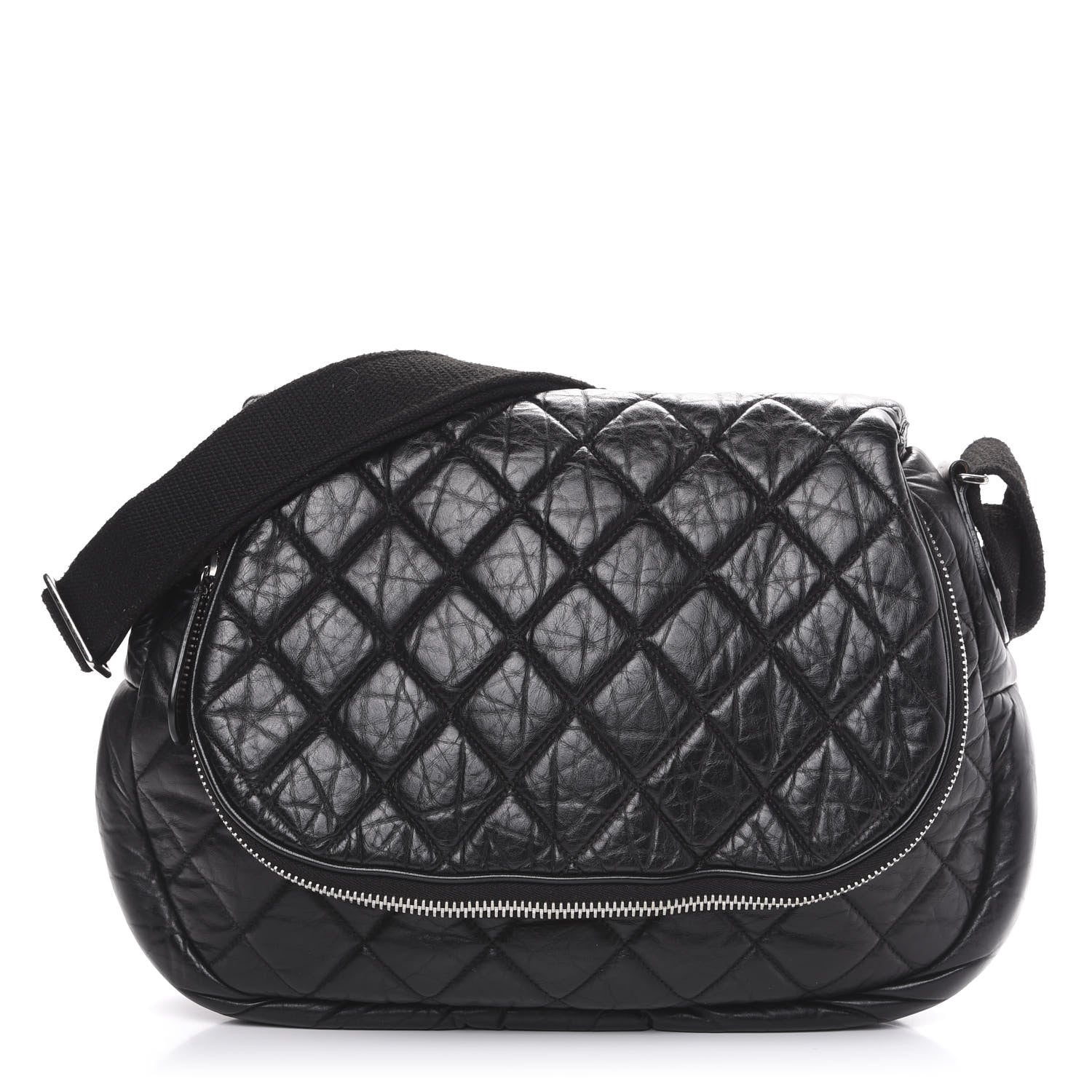 Chanel Aged Calfskin Quilted Expandable Messenger Black 1 of 9