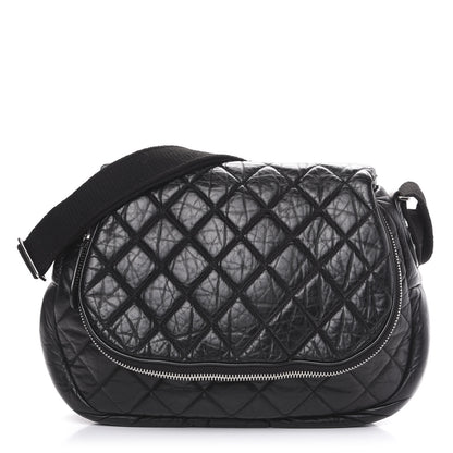 Chanel Aged Calfskin Quilted Expandable Messenger Black 1 of 9