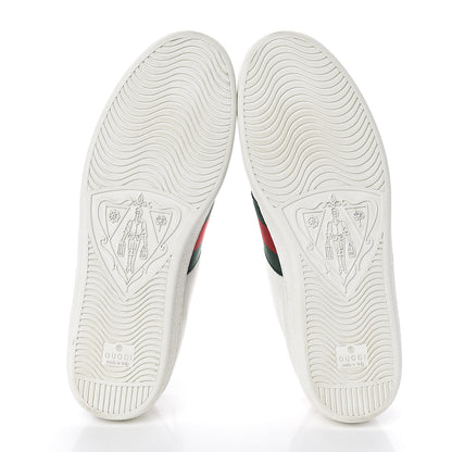 Gucci Calfskin Web Bosco Embroidered Mens Ace Sneakers 9.5 White Green 7 of 8