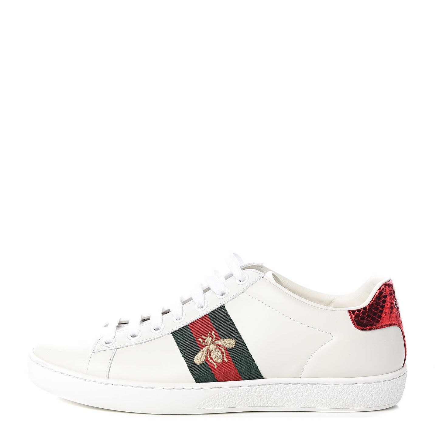 Calfskin Ayers Bee Embroidered Womens Ace Sneakers 36.5 White Green