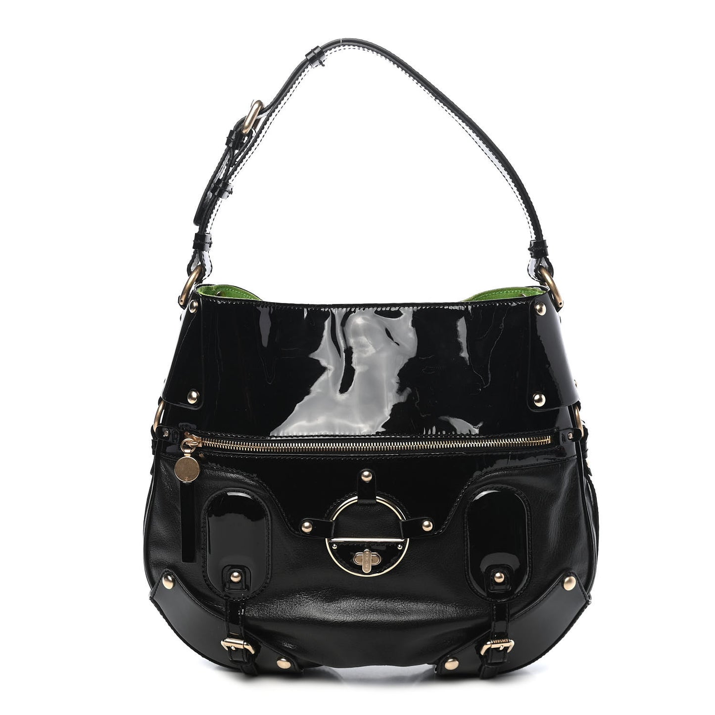 Patent Studded Hobo Black