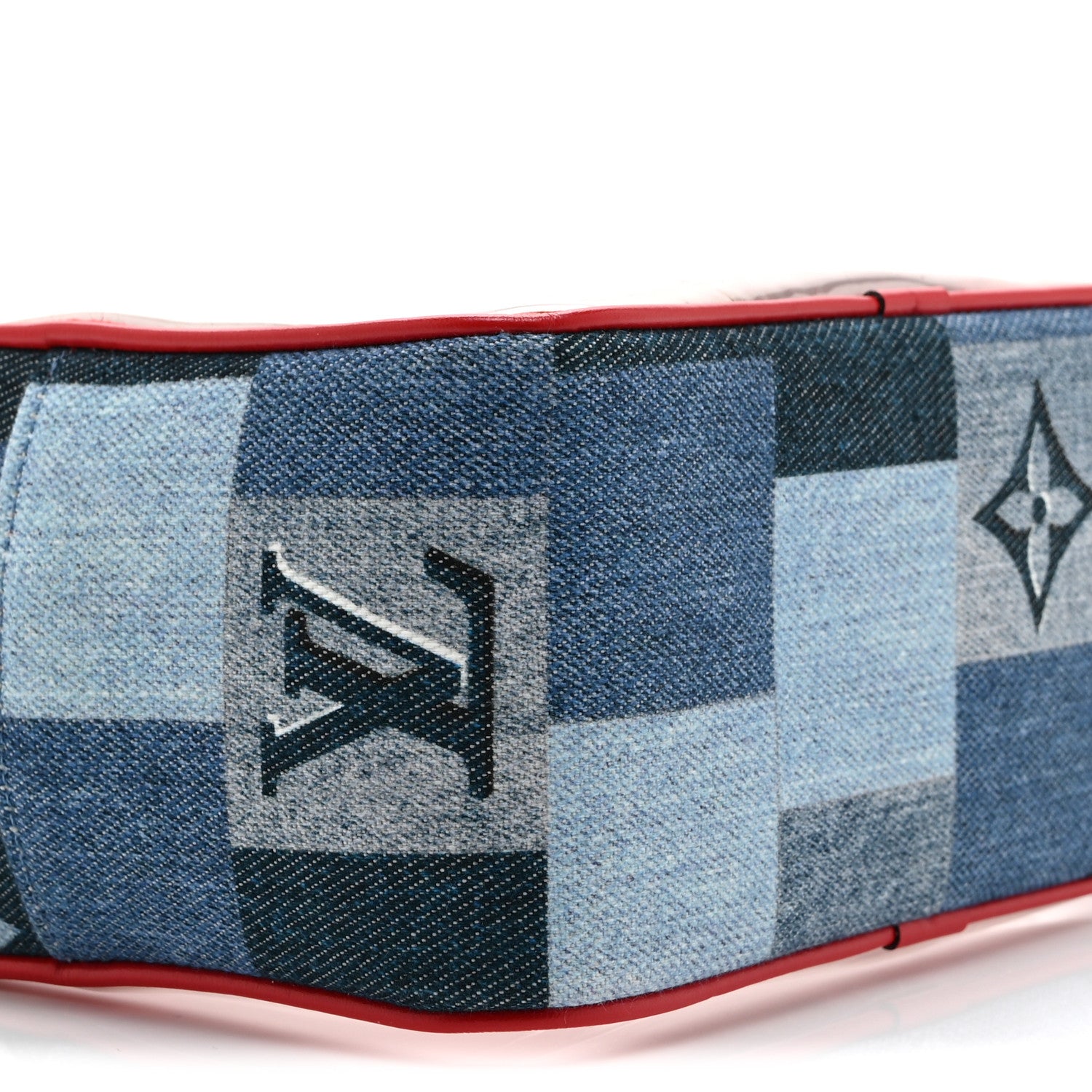 Louis Vuitton Denim Damier Monogram Patchwork PVC Beach Pouch Blue Rouge 8 of 9