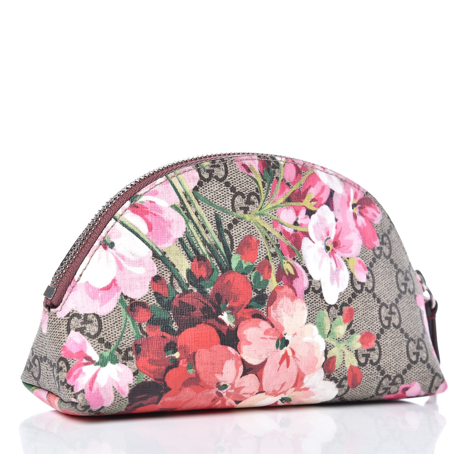 Gucci GG Supreme Monogram Blooms Small Pouch Cosmetic Case Beige Multicolor Dry Rose 3 of 9