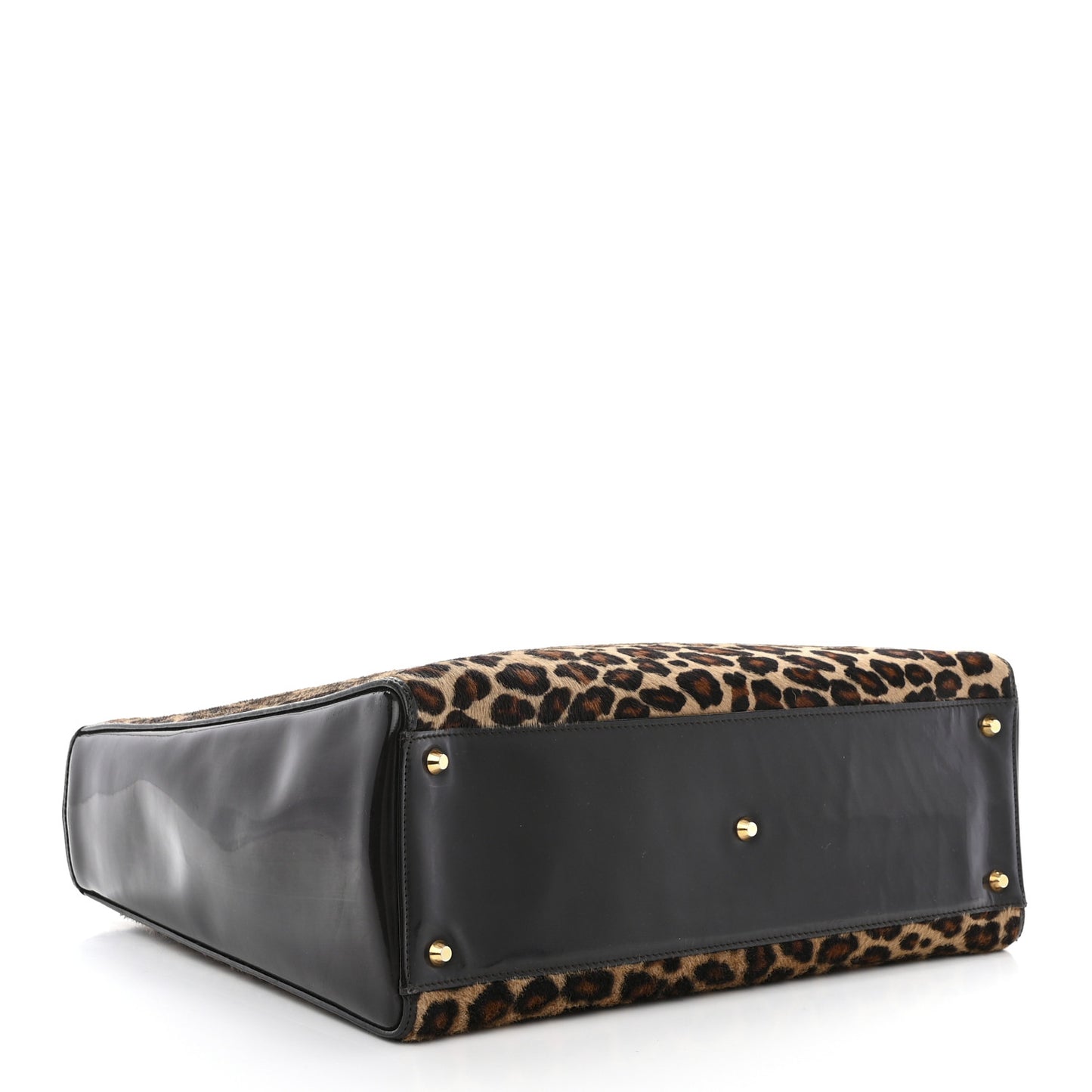 Patent Pony Hair Leopard Print Large Lady Dior Brown