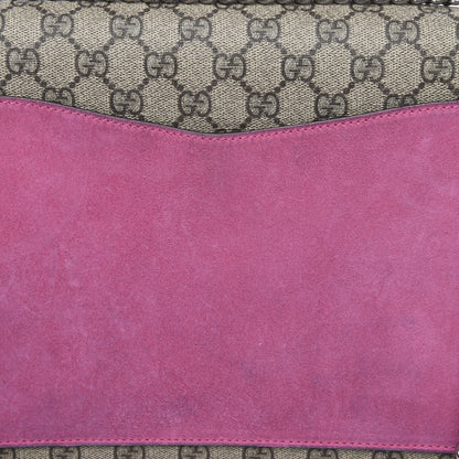 Gucci GG Supreme Monogram Suede Pierced Heart Embroidered Medium Dionysus Shoulder Bag Beige Ebony Pink Tropical Flower 14 of 16