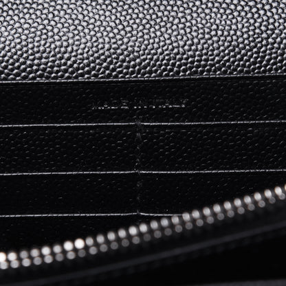 Saint Laurent Grain De Poudre Matelasse Chevron Monogram Chain Wallet Black 7 of 11