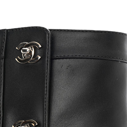 Chanel Calfskin CC Turnlock Ankle Boots 38 Black 10 of 12