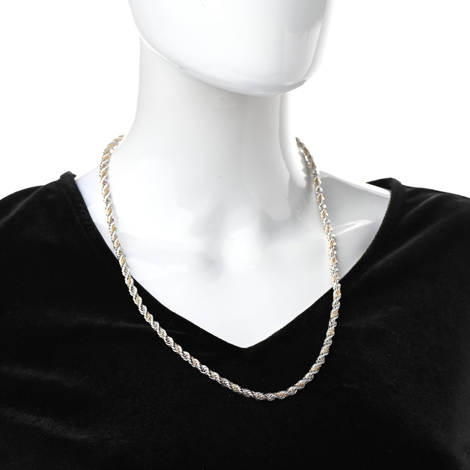 Tiffany Sterling Silver 18K Yellow Gold Rope Chain Necklace 24" 2 of 5