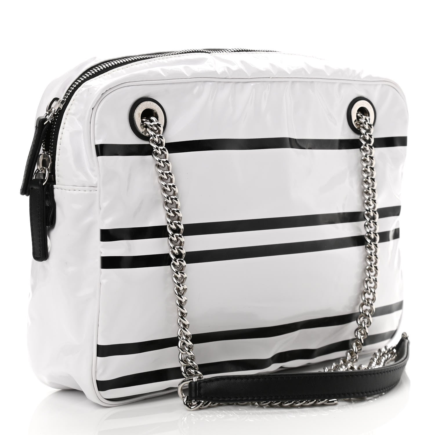 Chanel Vinyl Small La Pausa Camera Case White Black 2 of 9